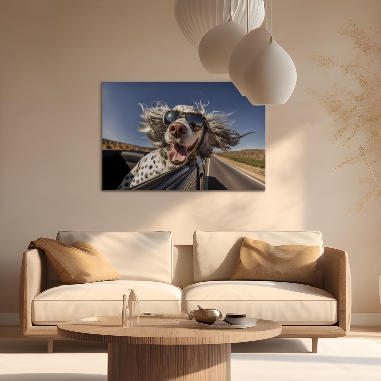 Canvas Print AI English Setter Dog - Animal With Glasses Riding in a Car - Horizontal 150269 additionalImage 5