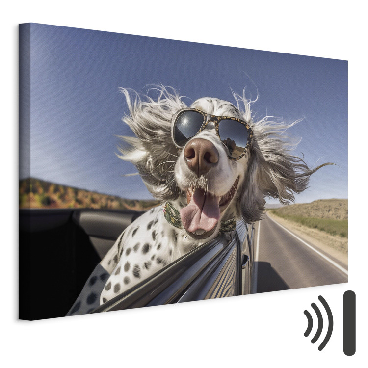 Canvas Print AI English Setter Dog - Animal With Glasses Riding in a Car - Horizontal 150269 additionalImage 8
