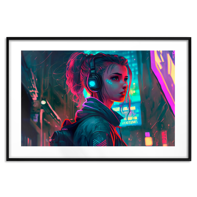 Poster Woman From a Computer - A Girl in the City in the Climate of Cyberpunk 150669 additionalImage 20