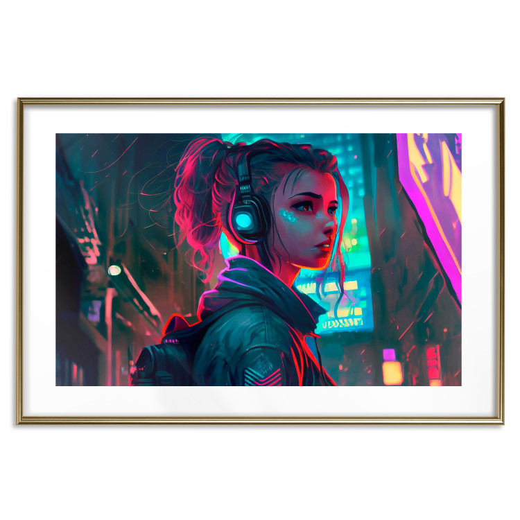 Poster Woman From a Computer - A Girl in the City in the Climate of Cyberpunk 150669 additionalImage 21