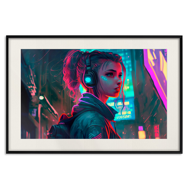 Poster Woman From a Computer - A Girl in the City in the Climate of Cyberpunk 150669 additionalImage 24