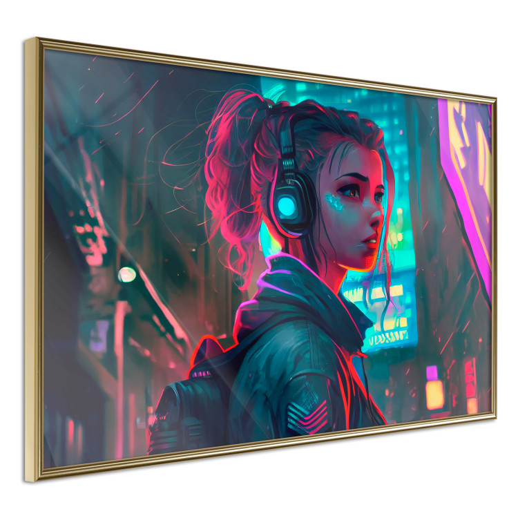 Poster Woman From a Computer - A Girl in the City in the Climate of Cyberpunk 150669 additionalImage 2