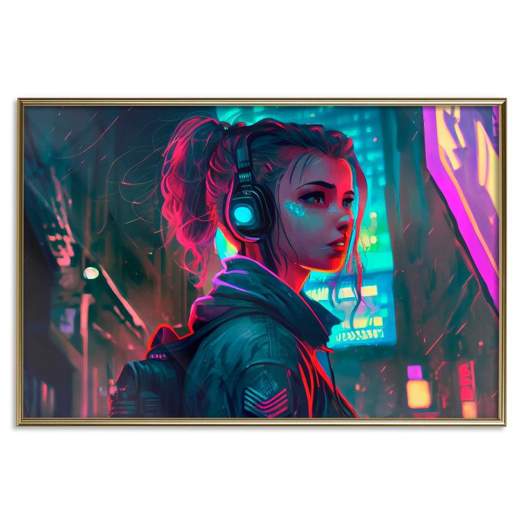 Poster Woman From a Computer - A Girl in the City in the Climate of Cyberpunk 150669 additionalImage 19