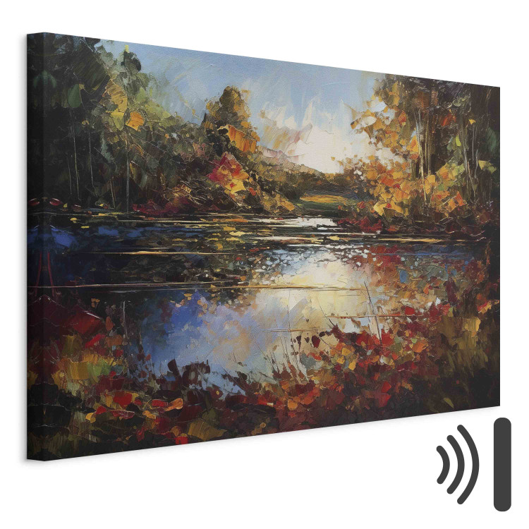 Canvas Lake in Autumn - An Orange-Brown Landscape Inspired by Monet 151069 additionalImage 8