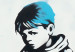 Wall Poster Blue Graffiti - A Boy With a Bouquet Inspired by Banksy’s Style 151769 additionalThumb 4