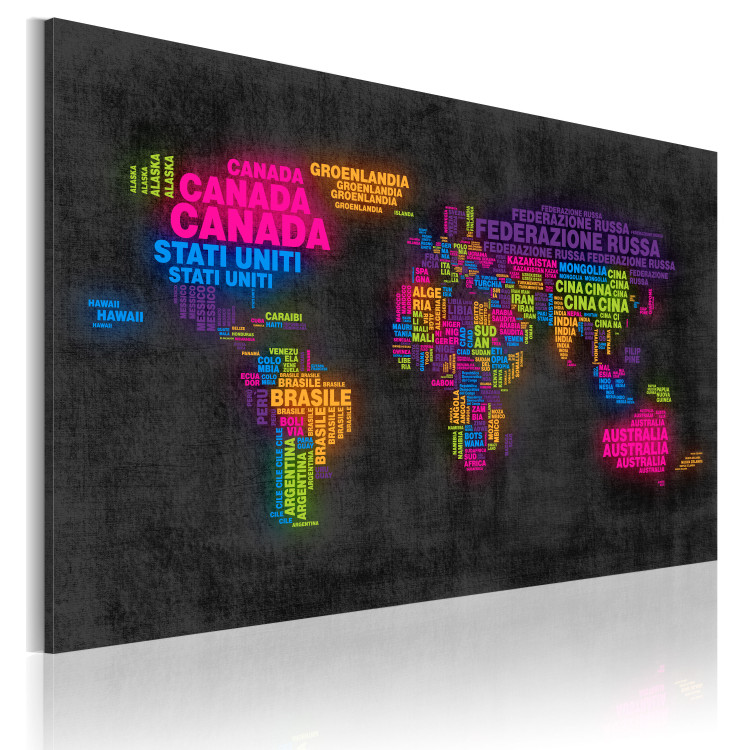 Canvas Art Print The map of the World - Italian names of countries 55369 additionalImage 2