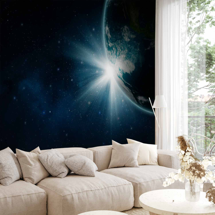Wall Mural Birth of the World - Dark Space Landscape with Stars and Glow 60169