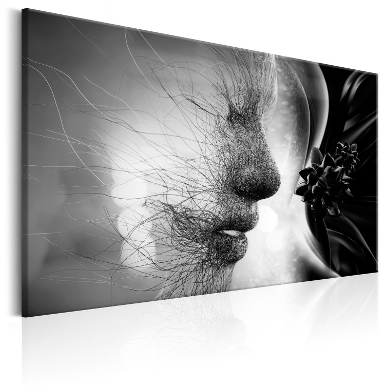 Canvas Print Human Threads (1-piece) - Black and White Abstraction with Woman's Face 106079 additionalImage 2