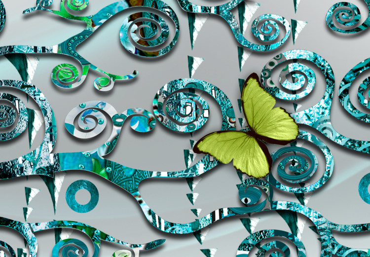 Canvas Art Print Hummingbird Dance (5-part) Narrow - Animals on Turquoise Background 107779 additionalImage 5