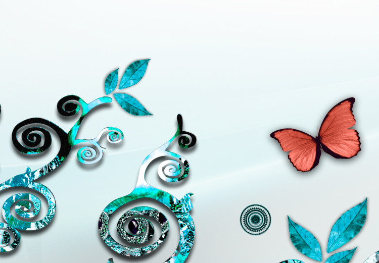 Canvas Art Print Hummingbird Dance (5-part) Narrow - Animals on Turquoise Background 107779 additionalImage 4