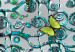 Canvas Art Print Hummingbird Dance (5-part) Narrow - Animals on Turquoise Background 107779 additionalThumb 5