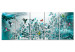 Canvas Art Print Hummingbird Dance (5-part) Narrow - Animals on Turquoise Background 107779