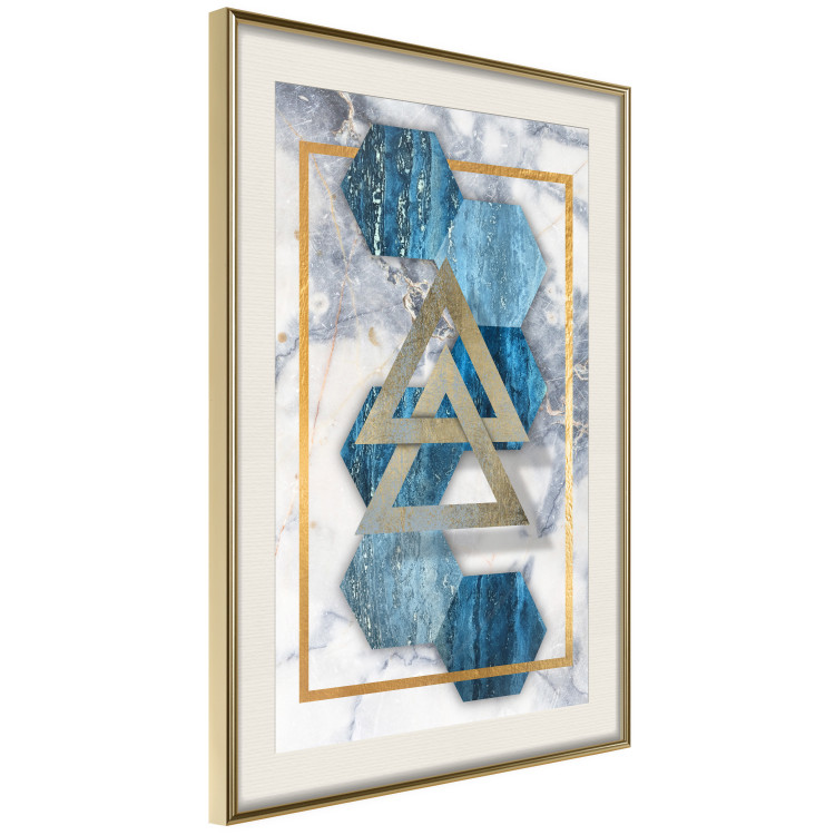 Wall Poster Inseparable - Blue-gold geometric abstraction on a marble background 114379 additionalImage 2
