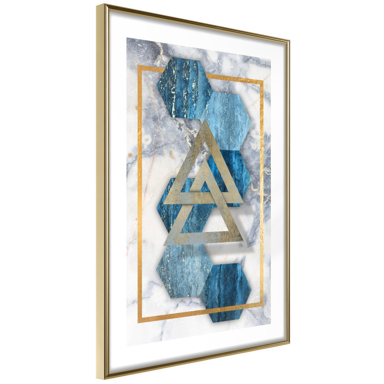 Wall Poster Inseparable - Blue-gold geometric abstraction on a marble background 114379 additionalImage 8