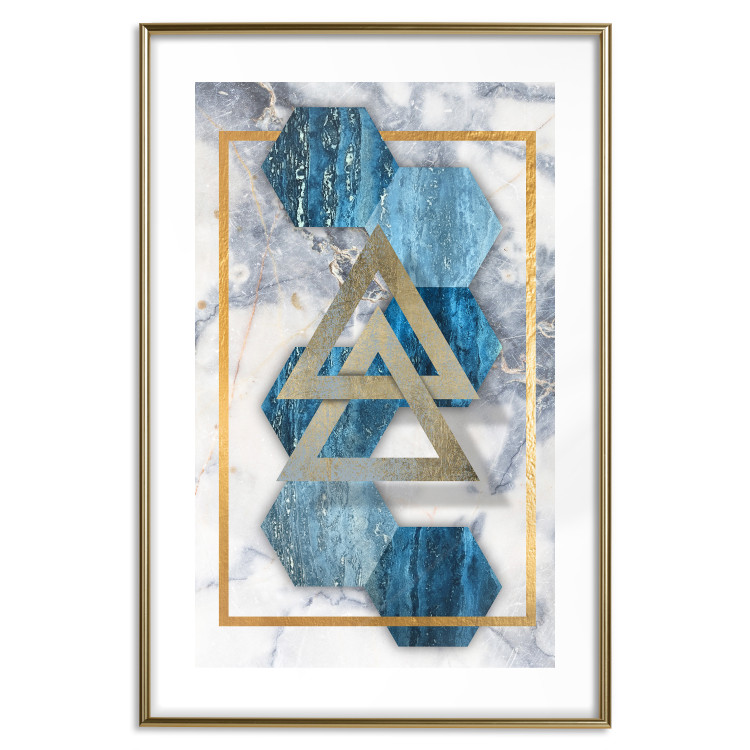Wall Poster Inseparable - Blue-gold geometric abstraction on a marble background 114379 additionalImage 14