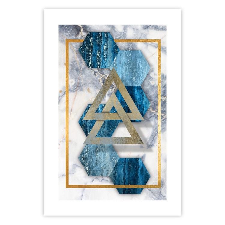 Wall Poster Inseparable - Blue-gold geometric abstraction on a marble background 114379 additionalImage 19