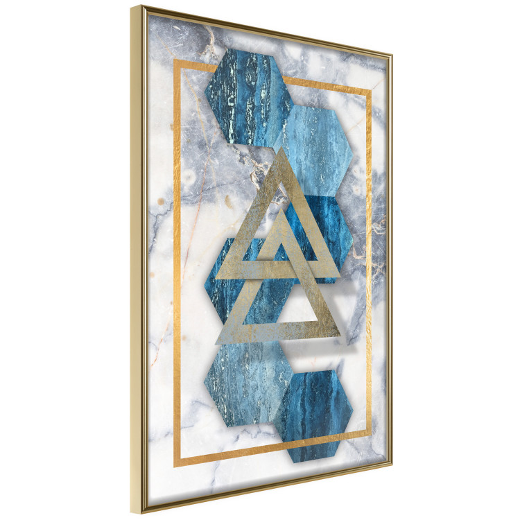 Wall Poster Inseparable - Blue-gold geometric abstraction on a marble background 114379 additionalImage 12