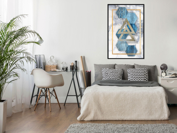 Wall Poster Inseparable - Blue-gold geometric abstraction on a marble background 114379 additionalImage 3