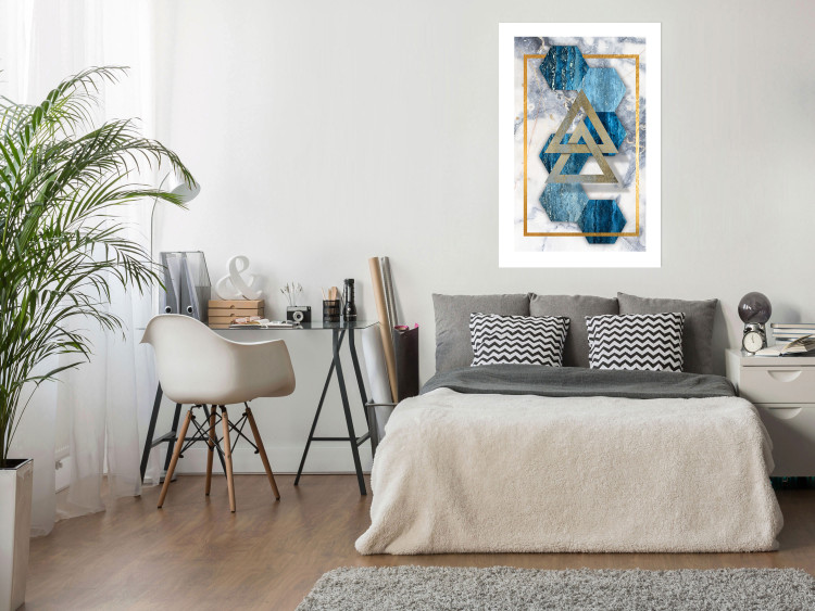 Wall Poster Inseparable - Blue-gold geometric abstraction on a marble background 114379 additionalImage 4