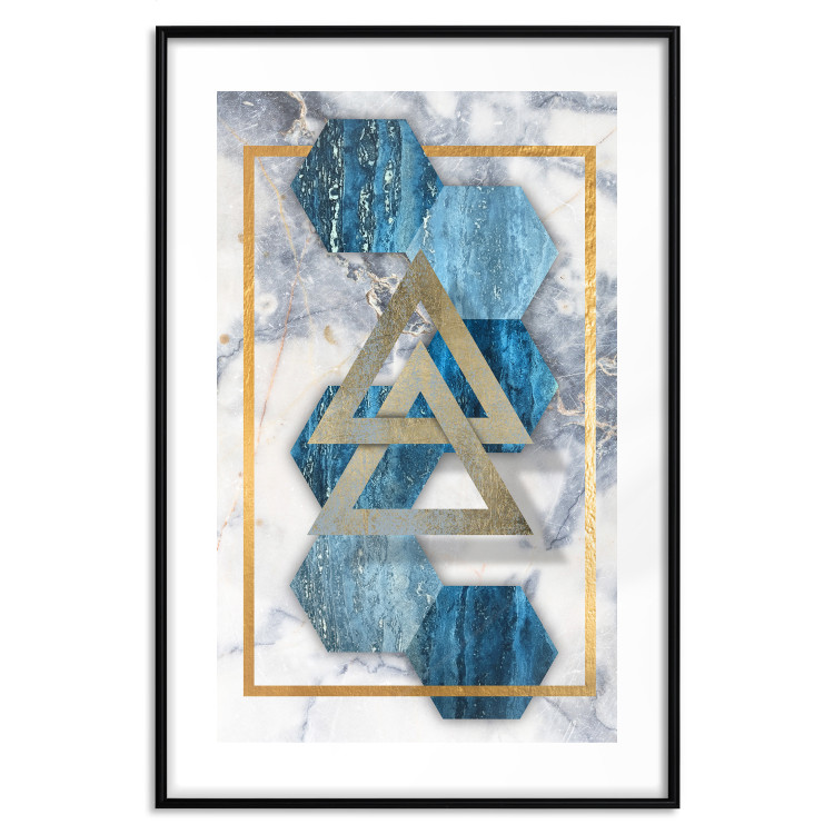 Wall Poster Inseparable - Blue-gold geometric abstraction on a marble background 114379 additionalImage 15
