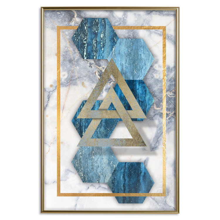 Wall Poster Inseparable - Blue-gold geometric abstraction on a marble background 114379 additionalImage 20