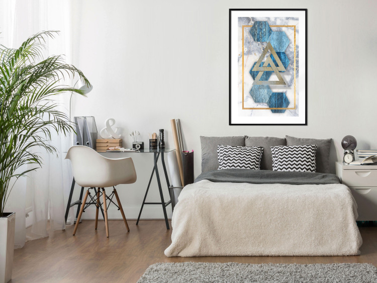 Wall Poster Inseparable - Blue-gold geometric abstraction on a marble background 114379 additionalImage 4