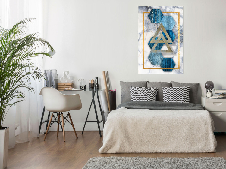 Wall Poster Inseparable - Blue-gold geometric abstraction on a marble background 114379 additionalImage 23