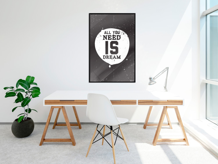 Wall Poster All you need is dream - black and white composition with an English quote 115079 additionalImage 5