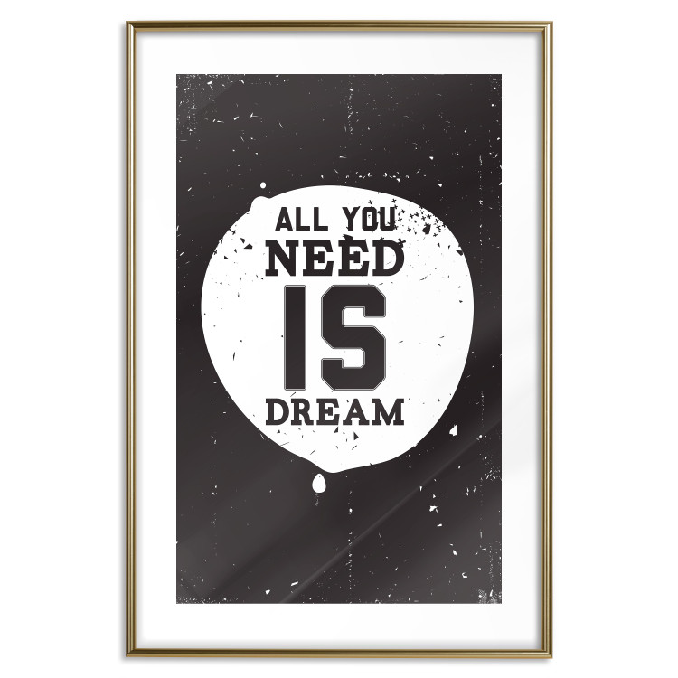 Wall Poster All you need is dream - black and white composition with an English quote 115079 additionalImage 14