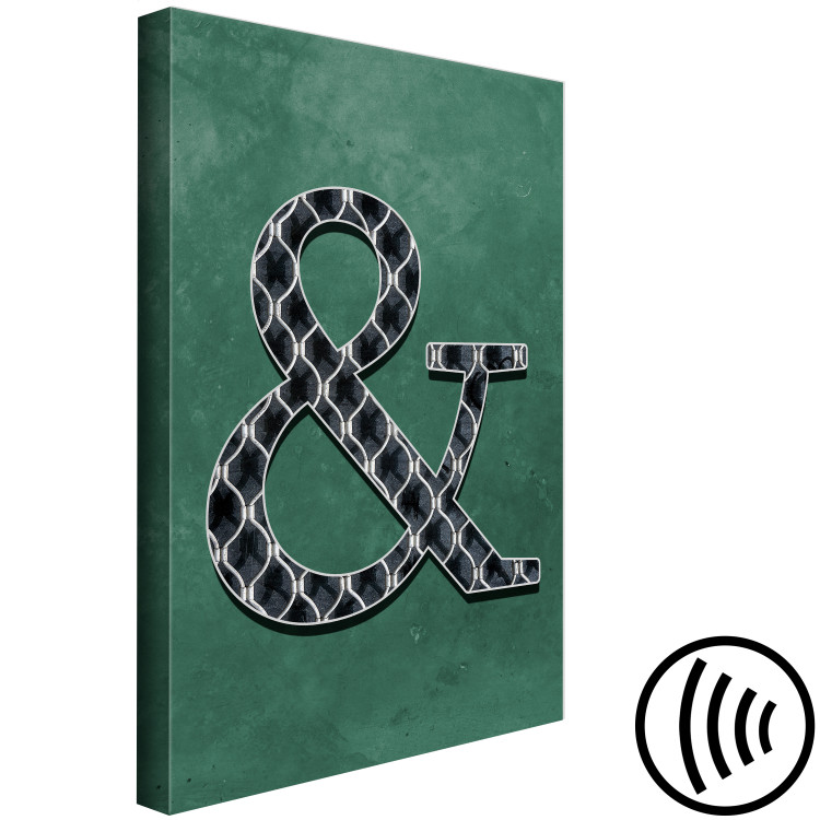 Canvas The conveyor - Stylish letter with black white texture on a bottle green background 117179 additionalImage 6