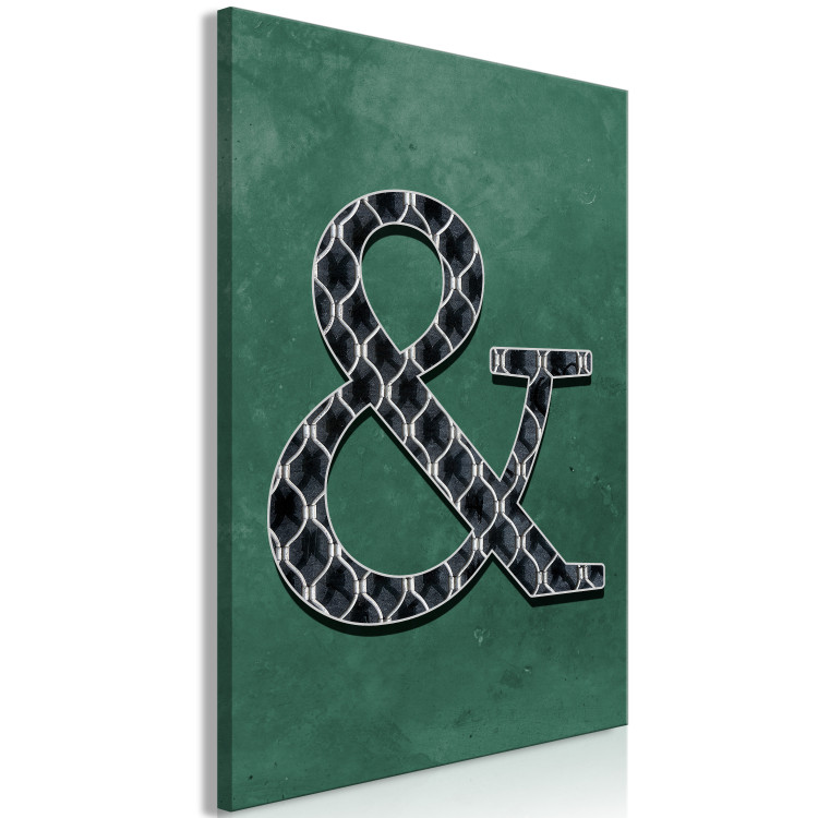 Canvas The conveyor - Stylish letter with black white texture on a bottle green background 117179 additionalImage 2