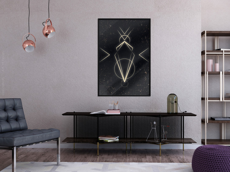 Poster Metaphysical Symbol - geometric gold composition on a black background 117779 additionalImage 3