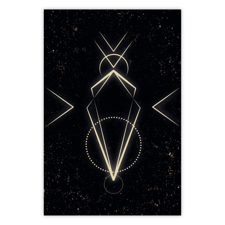Poster Metaphysical Symbol - geometric gold composition on a black background 117779