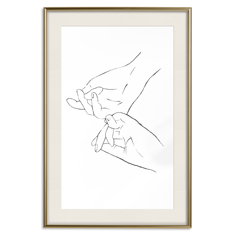 Poster Hand Dance - black and white delicate line art of clasped hands 117879 additionalImage 19