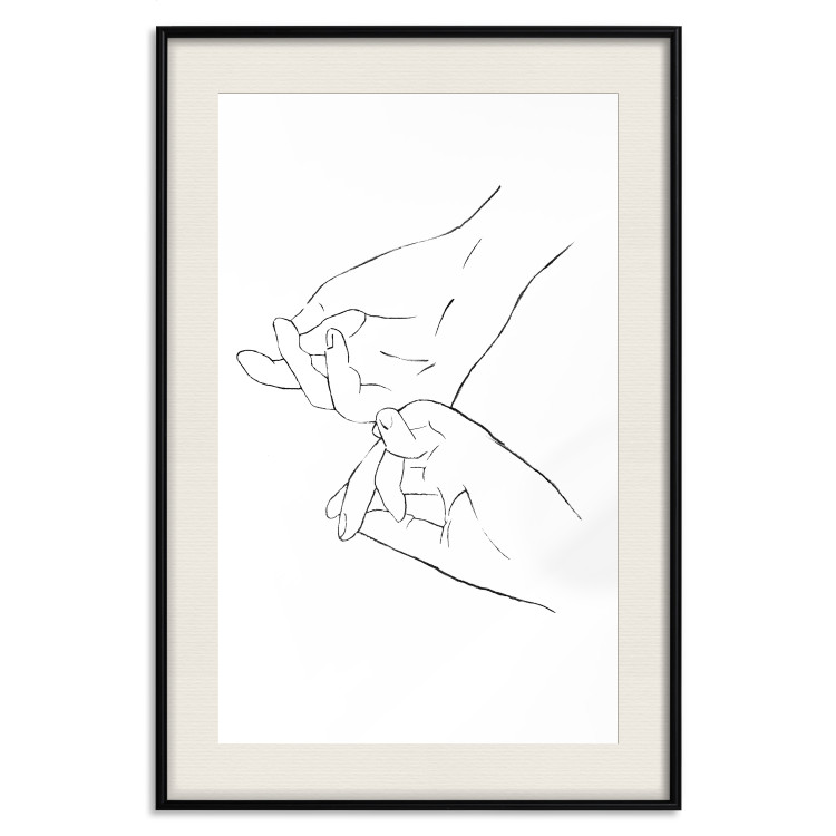 Poster Hand Dance - black and white delicate line art of clasped hands 117879 additionalImage 18