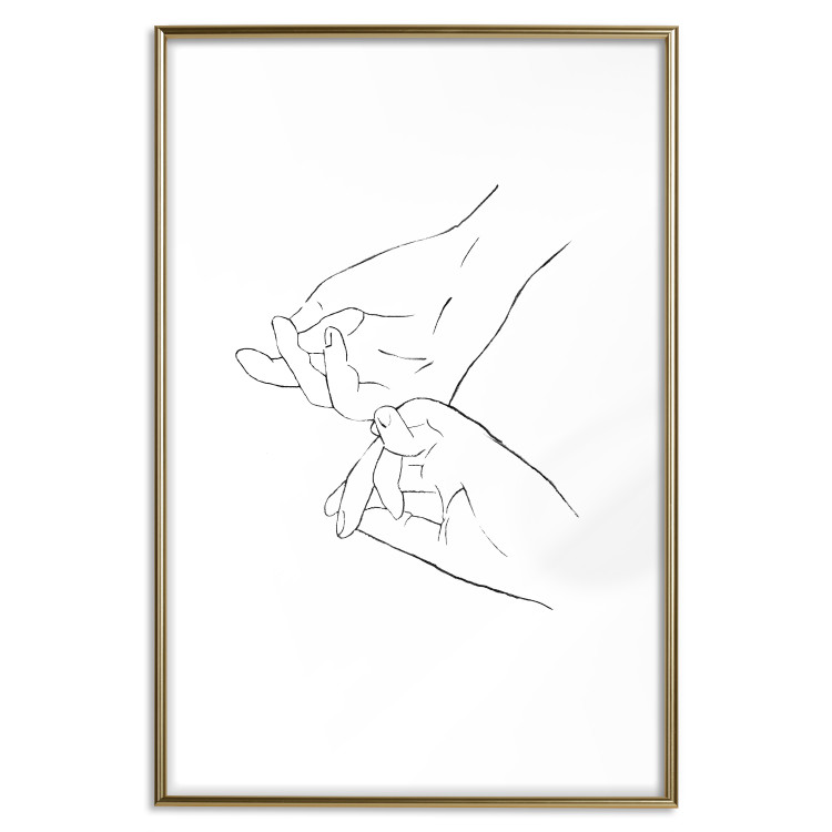 Poster Hand Dance - black and white delicate line art of clasped hands 117879 additionalImage 16