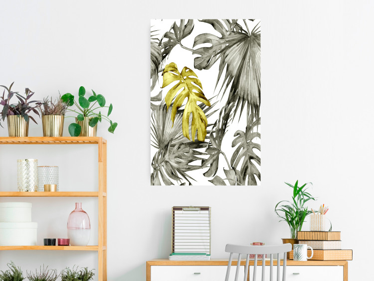 Poster Golden Nature - composition with tropical monstera leaves with a golden touch 118279 additionalImage 17