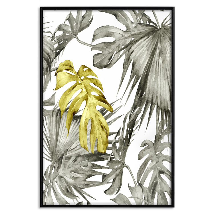 Poster Golden Nature - composition with tropical monstera leaves with a golden touch 118279 additionalImage 24