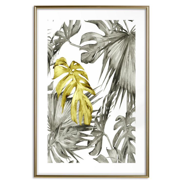 Poster Golden Nature - composition with tropical monstera leaves with a golden touch 118279 additionalImage 16