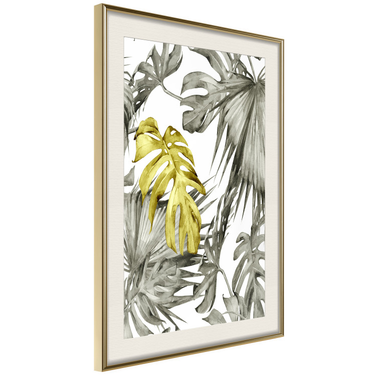 Poster Golden Nature - composition with tropical monstera leaves with a golden touch 118279 additionalImage 2