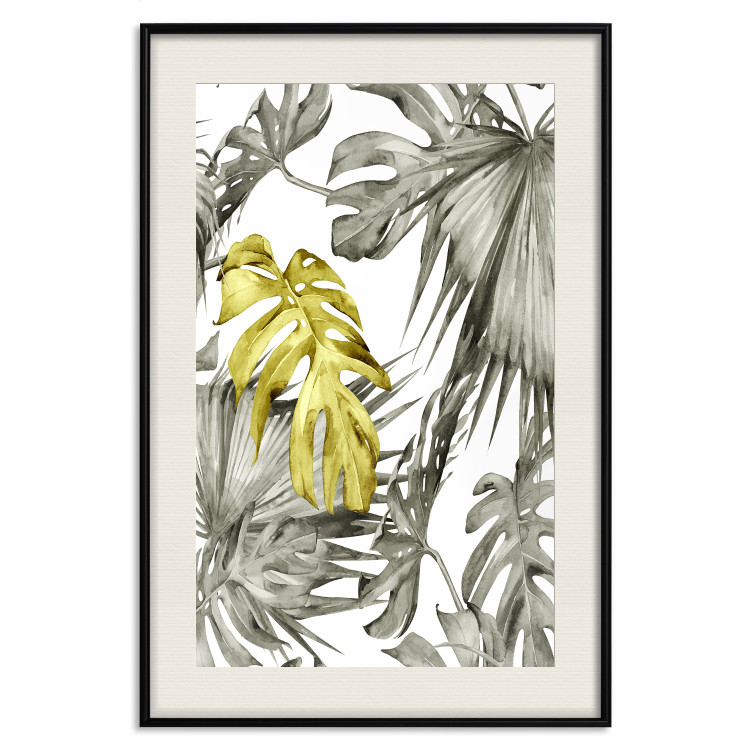 Poster Golden Nature - composition with tropical monstera leaves with a golden touch 118279 additionalImage 18