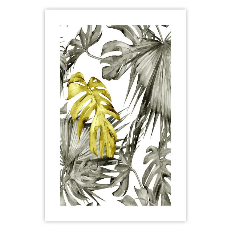 Poster Golden Nature - composition with tropical monstera leaves with a golden touch 118279 additionalImage 25