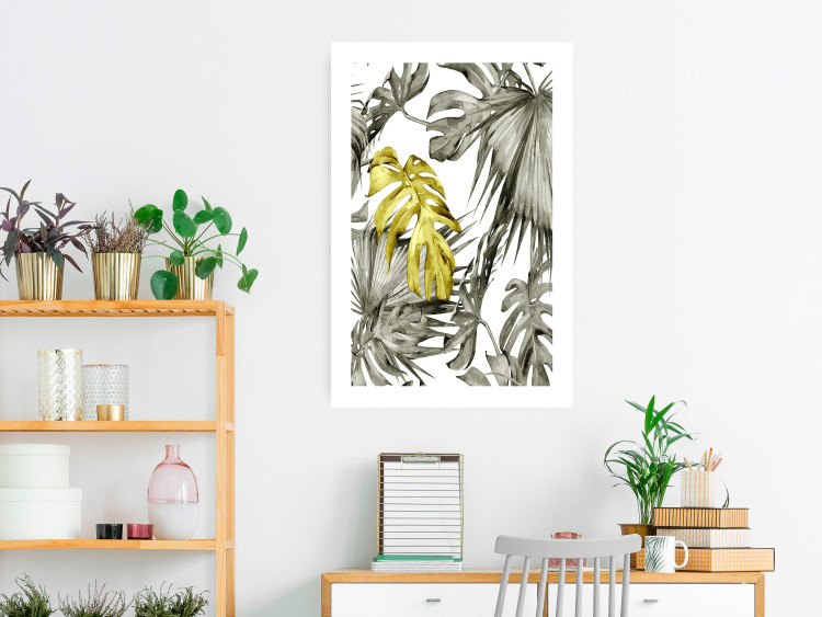Poster Golden Nature - composition with tropical monstera leaves with a golden touch 118279 additionalImage 2