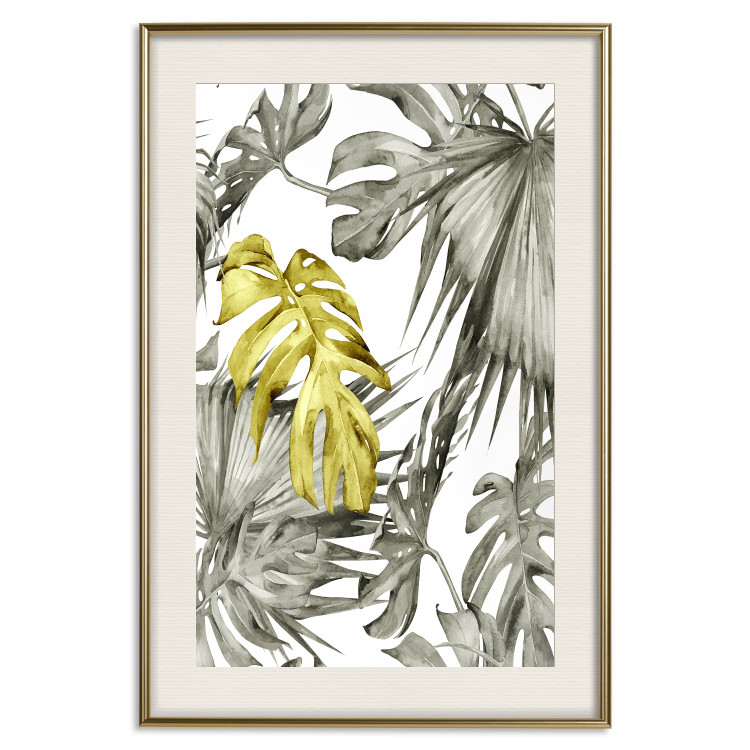 Poster Golden Nature - composition with tropical monstera leaves with a golden touch 118279 additionalImage 19