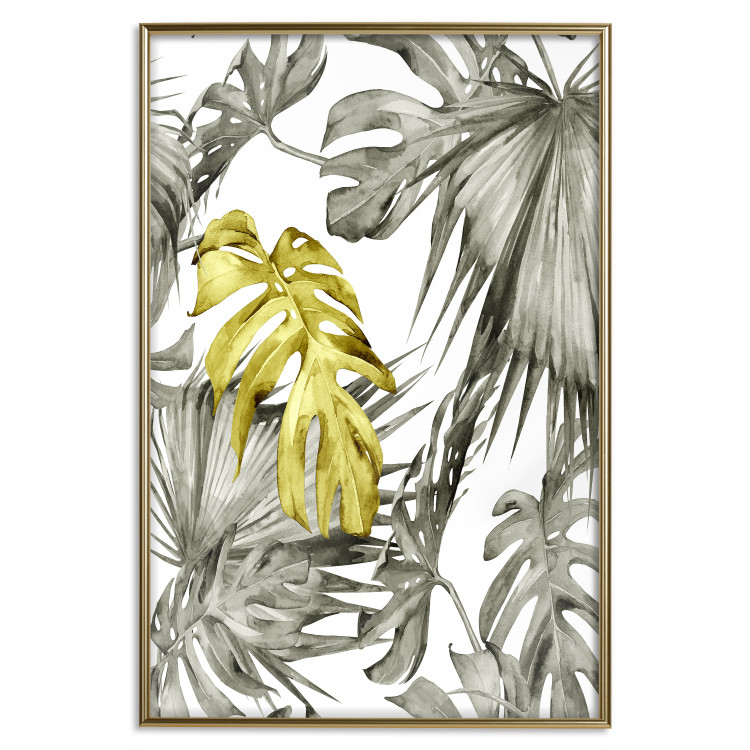 Poster Golden Nature - composition with tropical monstera leaves with a golden touch 118279 additionalImage 20