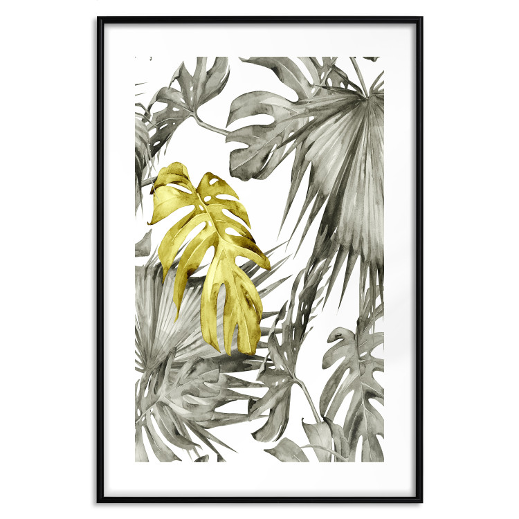 Poster Golden Nature - composition with tropical monstera leaves with a golden touch 118279 additionalImage 15