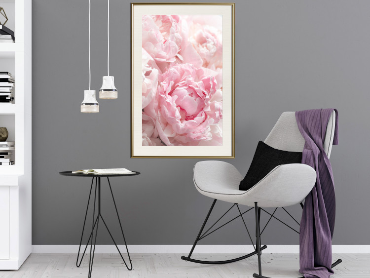 Poster Morning Nostalgia - plant with a pink flower in a pastel shade 122779 additionalImage 21