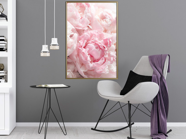 Poster Morning Nostalgia - plant with a pink flower in a pastel shade 122779 additionalImage 5