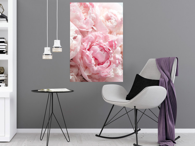 Poster Morning Nostalgia - plant with a pink flower in a pastel shade 122779 additionalImage 23