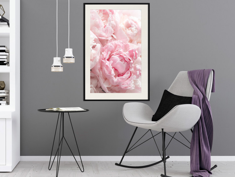 Poster Morning Nostalgia - plant with a pink flower in a pastel shade 122779 additionalImage 22